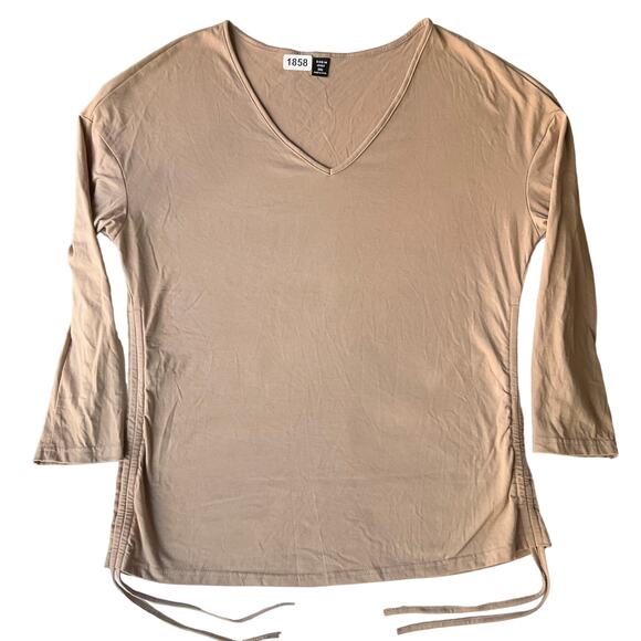 SHEIN Women’s 3/4 Sleeve V-neck Stretchy Blouse size L, Natural Beige - Picture 1 of 7